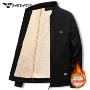 AX阿瑪尼秋冬季棉襖外套男立領(lǐng)潮流加絨加厚棉衣韓版帥氣保暖夾克 gam-915外套小方塊加絨黑色 加厚 M 體重85-105斤