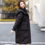 歐芭瑞小紅書爆款白鴨絨羽絨服女士中長款2025年冬季新款加厚保暖時尚爆 黑色 M[推薦100-115斤] 均碼