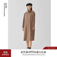 噢姆（AUM）「可機(jī)洗系列」AUM噢姆冬季寬松舒適淺咖色高齡羊毛針織連衣裙 淺咖 M
