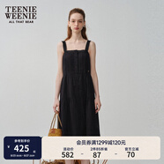 Teenie Weenie女裝夏季法式蕾絲花邊優(yōu)雅氣質(zhì)吊帶連衣裙公主裙 黑色 XS