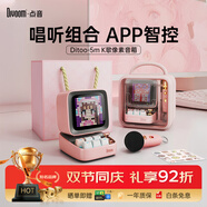 Divoom點(diǎn)音ditoo-5m復古像素藍牙音響迷你KTV麥克風(fēng)K歌兒童話(huà)筒一體鬧鐘唱歌歌詞音箱女孩閨蜜高顏值禮物