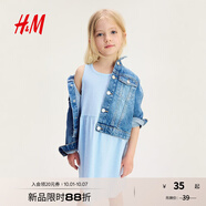 H&M童裝女童中大童裙子2025夏季新款洋氣無(wú)袖可愛度假裙1157735 淺藍(lán)色/蝴蝶結(jié) 140 140/68