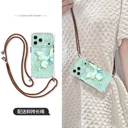 莓努 適用蘋(píng)果17promax手機殼新款17Pro可背斜挎掛繩硅膠iPhone滿(mǎn)鉆半邊蝶17Air四角防摔保護套 透明-滿(mǎn)鉆半邊蝶青-掛件C010 蘋(píng)果17