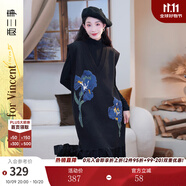 兩三事梵高針織背心裙2024秋冬新款黑色毛衣內(nèi)搭連衣裙 鳶尾遐想 黑色-y L