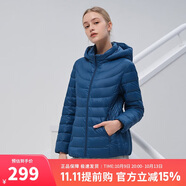 坦博爾輕薄羽絨服女寬松可脫卸帽女士輕薄羽絨外套TD216236 古韻藍 170 