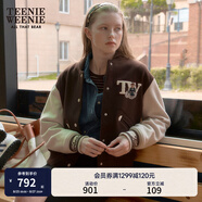 Teenie Weenie小熊女裝色美式高街復(fù)古潮酷棒球服短外套毛呢大衣 棕色 S