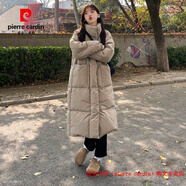 皮爾卡丹（pierre cardin）品牌高檔羽絨棉衣棉服外套女加厚冬季中長(cháng)款過(guò)膝初學(xué)生保暖面包服 卡其色 L 建議110-130斤