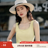 茵曼（INMAN）多色無袖顯瘦吊帶背心T恤女裝2025夏季新款簡約休閑百搭圓領上衣 杏色 S