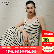 艾諾絲雅詩【商場同款】2025夏季新品條紋慵懶風吊帶裙連衣裙長裙40529868 黑白色 XL