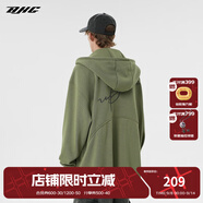 BJHG不計后果春秋簡約刺繡加絨開衫連帽衛(wèi)衣男潮牌歐美風寬松情侶外套 軍綠色 L