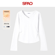 SPAO時尚休閑V領打底衫男女2025年冬季純色通勤百搭上衣SPCX25AD08XY 白#純色 M