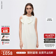 朗姿二醋酸黑白高級感蝴蝶結(jié)a字無袖輕禮服連衣裙2025年夏季新款 米白色 M