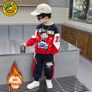 G.duck男童加絨套裝秋冬裝2025新款寶寶痞帥氣哪吒兒童服裝衛衣男孩衣服 藏青色 90 建議年齡1歲半左右