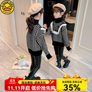 G.DUCKKIDS女童毛衣2025新款秋冬韓版兒童加絨加厚針織百搭保暖打底套頭衫 D117高領(lǐng)蕾絲邊毛衣【黑色】 110 建議身高100-105cm年齡3-4歲