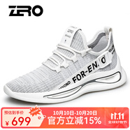 零度尚品zero官方休閑鞋男新品時(shí)尚透氣飛織鞋子男士運(yùn)動(dòng)男鞋輕便老爹鞋 白色 40