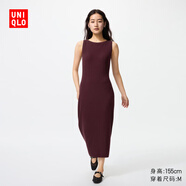 優(yōu)衣庫女裝針織Bra連衣裙無袖裙子氣質收腰25秋冬新款480636 19 酒紅色 S /155/80