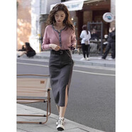 2025入秋新款韓系穿搭感針織開(kāi)衫上衣搭配牛仔裙氣質(zhì)兩件套女 針織上衣+牛仔裙 L (建議101-120斤)