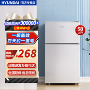 HYUNDAI韓國現代冰箱雙開(kāi)門(mén)小型一級能效小冰箱家用宿舍租房冷藏冷凍電冰箱節能省電保鮮低噪 58L銀【一級能效、店長(cháng)力薦】