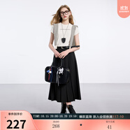 三彩2025秋季新款復(fù)古高腰長款傘裙百褶裙半身裙A字裙小個子M 經(jīng)典黑 L 165/72A