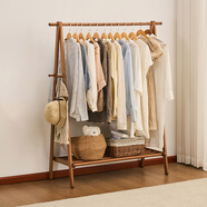 zhuting實(shí)木衣架落地立式衣帽架折疊掛衣架臥室專(zhuān)用多功能掛鉤簡(jiǎn)易晾衣架 120櫸木衣帽架【胡桃色】