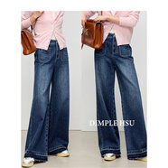 DIMPLE HSU柔韌挺括時(shí)裝棉 做舊洗水 巨瘦闊感直筒牛仔褲N37807 復古藍-加長(cháng)版 預9月28日發(fā) XS