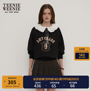Teenie Weenie小熊女裝秋季可拆卸娃娃領(lǐng)套頭衛(wèi)衣時(shí)髦休閑學(xué)院上衣 黑色 XS (155)