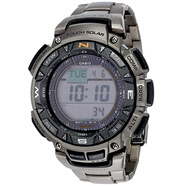 卡西歐（CASIO）登山表CASIO PAG240T太陽(yáng)能防水鈦合金三重感應現貨 240T現貨鈦合金表帶