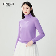 深呼吸DEEP BREATHDEEP BREATH女裝高領(lǐng)100%針織純羊絨衫女A301601 冰晶紫 M (3)