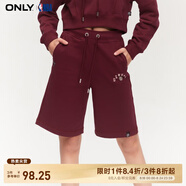 ONLYNBA聯(lián)名抽繩高腰直筒短褲休閑褲女|1241SQ001 E15 微醺酒紅色 160/64A/S