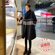 AEMAPE2024秋冬新款寬松長袖加厚保暖赫本風(fēng)毛呢外套女中長款 黑色(新年紅紅火火 XS _適合85-98斤(新年紅紅火火