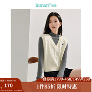 茵曼（INMAN）針織馬甲女老錢風(fēng)V領(lǐng)薄秋冬學(xué)院風(fēng)內(nèi)搭毛衣 梨花杏 L
