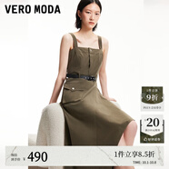 VEROMODA連衣裙秋新街頭風(fēng)工裝不規則大裙擺吊帶長(cháng)裙3361025 叢林綠色 160/80A/S