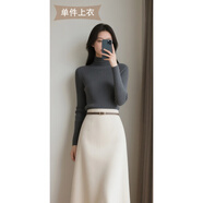 木清清春秋季新款法式復古感時(shí)尚氣質(zhì)輕熟風(fēng)套裝半身裙女士簡(jiǎn)約通勤2025 單件深灰衣ZD70187A S