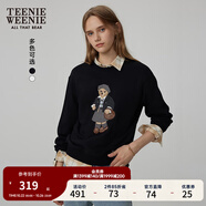 Teenie Weenie小熊秋季簡(jiǎn)約圓領(lǐng)套頭衛(wèi)衣學(xué)院風(fēng)短款上衣休閑時(shí)尚女 黑色 S (160)