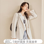 對白高級感西裝外套女2025秋新款復古時尚小個子休閑職業(yè)西服上衣 麥芽米色 L