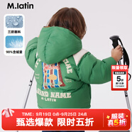 M.Latin/馬拉丁童裝兒童羽絨服冬裝新款男女小童趣味美式復(fù)古羽絨夾克 中綠 90 cm