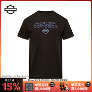 哈雷戴維森城市T恤系列 男士圓領(lǐng)休閑短袖 立體盾標(biāo)貼圖 黑色 S
