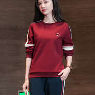 qwqh輕奢女裝品牌休閑運動(dòng)套裝女2025春秋新款寬松減齡顯瘦氣質(zhì)兩件套 棗紅色【756款】套裝 高品質(zhì)-不加絨 L 【建議95-110斤】