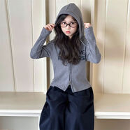 冠琪亮寶貝（GUANQILIANGBAOBEI）女童套裝春秋款2025新款時髦女孩秋季上衣洋氣童裝兩件套兒童秋裝 灰色上衣 130
