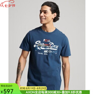 superdry極度干燥男士T恤圓領(lǐng)短袖柔軟透氣 BLUE M