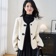 米思陽(yáng)（missshine）2024秋季新款法式小香風(fēng)毛呢短外套獨特超好看羊毛上衣3479 奶油杏 S