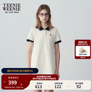 Teenie Weenie小熊夏季撞色Polo休閑通勤簡約白色連衣裙時尚收腰短裙女 乳白色 L (170)