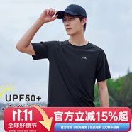 拓路者短袖t恤男夏季戶外運(yùn)動(dòng)防曬透氣冰絲涼感上衣圓領(lǐng)寬松休閑學(xué)生 黑色 XL
