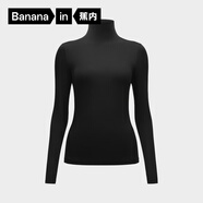 蕉內（Bananain）熱皮301+女士打底衣長(cháng)袖T恤棉感25秋冬保暖高領(lǐng)可外穿修身內搭 【連領(lǐng)】黑色 M