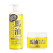 馬油（LOSHI）日本進(jìn)口 Loshi北海道馬油面霜滋潤補水保濕220g身體乳膏全家通用 馬油面霜+馬油身體乳 各一瓶
