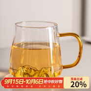 瓷牌茗茶具（cipaiming teaset）大容量玻璃茶杯創(chuàng  )意觀(guān)山綠茶杯家用會(huì )客大號涼水杯果汁杯可樂(lè )杯 黃色-冰山玻璃杯 400ml