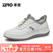零度官方男鞋休閑鞋2025秋冬新款舒適頭層牛皮休閑皮鞋潮流厚底增高鞋 8017白色 40