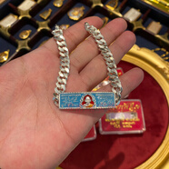 奉希泰國佛牌 龍婆瑞手鏈2566年泰銀雷自身像帶編號 迷你小號中 小號淺藍