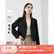 梵希蔓氣質(zhì)高級(jí)感杏色西裝外套女2025年春裝新款百搭通勤西服上衣 M5168 黑色 M