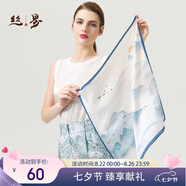 絲界2025新款真絲絲巾女四季百搭小方巾100%桑蠶絲印花職場(chǎng)通勤領(lǐng)巾